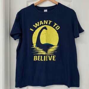 ❤️‍🔥 2 for $30 ❤️‍🔥 Loch Ness Monster Believe Graphic Tee Womens 2XL Navy